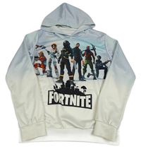 Fialovo-modro-bílá sportovní mikina Fortnite s kapucí 