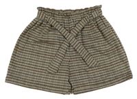 Béžovo-černo-šedé vzorované kraťasy s páskem Nutmeg