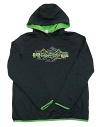 Antracitová sportovní mikina s potiskem a kapucí Pocopiano