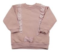 Světlerůžová mikina s krajkou