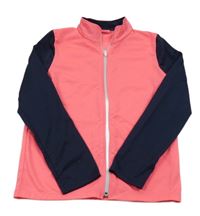 Neonově růžovo-tmavomodrá sportovní propínací mikina