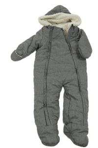 Šedá zimní kombinéza s kapucí Vertbaudet