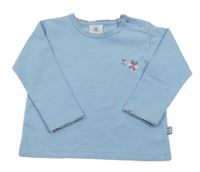 Světlemodré triko s kytičkami 