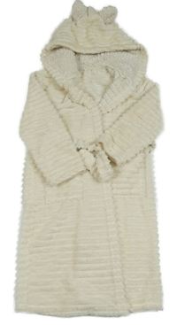 Smetanový chlupatý žebrovaný župan s kapucí Mothercare