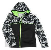 Černo-bílo-šedá sportovní propínací mikina s kapucí 