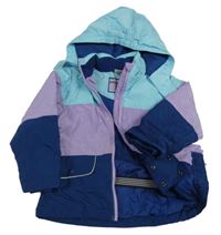 Modro-fialovo-tmavomodrá šusťáková lyžařská bunda s kapucí Impidimpi