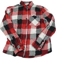 Červeno-černo-bílá kostkovaná košile H&M