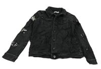 Černá riflová bunda s hvězdami z flitrů 