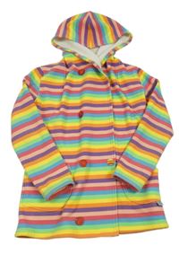 Barevná pruhovaná zateplená propínací mikina s kapucí 