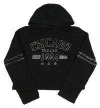 Černá crop mikina s nápisem a kapucí C&A