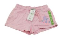 Nové - růžové teplákové  kraťasy s papouškem 