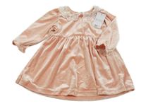 Nové - světlerůžové sametové šaty