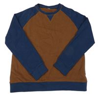 Hnědo-modrá tenká mikina