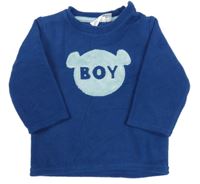 Modrá sametová mikina s medvědem Ergee