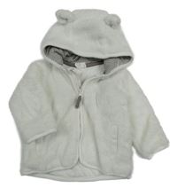 Bílá chlupatá propínací mikina s kapucí H&M