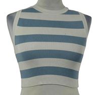 Dámský bílo-modrý pruhovaný úpletový crop top Zara