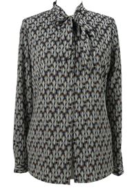 Dámská tmavomodro-bílo-medová kostkovaná halenka se zavazováním Cest Paris