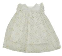 Bílé tylové šaty se zlatými srdíčky H&M