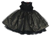 Nové - Černo-zlaté slavnostní šaty s tylovou sukní Dunnes Stores