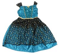 Kostým - Modro-černé saténové šaty s hvězdami George