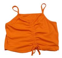 Oranžový žebrovaný crop top se stahováním Shein 