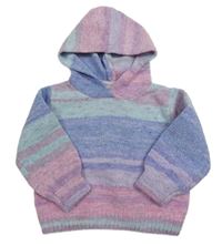 Lila-růžpvý žinylkový svetr s kapucí Primark