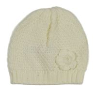 Smetanová čepice s květem 