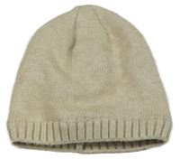 Béžová melírovaná úpletová zateplená čepice Smile