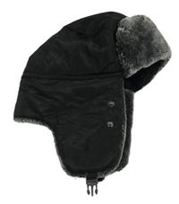 Černá šusťáková beranice s kožešinou 