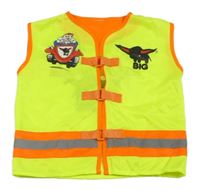 Neonově žluto-oranžová reflexní vesta s potiskem