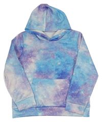 Lila-modrá vzorovaná mikina s kapucí 