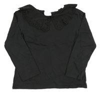 Antracitové triko s límečkem s madeirou H&M