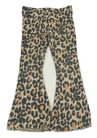 Béžové žebrované flare legíny s leopardím vzorem Next