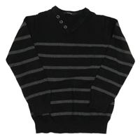 Černo-šedý pruhovaný svetr s knoflíky George