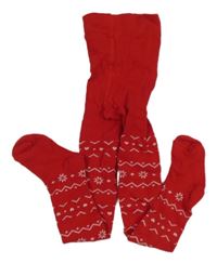 Červené punčocháče se vzorem