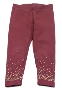 Vínové zateplené legíny s puntíky C&A