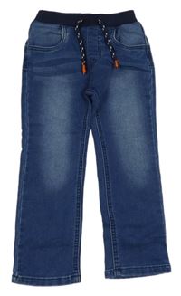 Modré teplákové rifle s úpletovým pasem 