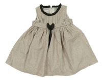 Béžové melírované bavlněné šaty s kávovým volánkem 