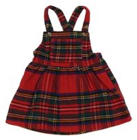 Červeno-barevné kostkované vlněné laclové šaty Next