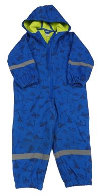 Modrá softshellová kombinéza s auty a kapucí Kiki&Koko