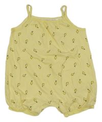 Žluto-bílý pruhovaný kraťasový overal s citrony H&M