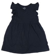 Tmavomodré bavlněné šaty s volánky H&M