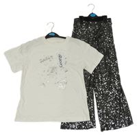 Nové - 2set - Bílé tričko s potiskem + černé flitrové kalhoty George