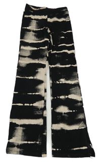 Černo-béžové vzorované flare kalhoty H&M