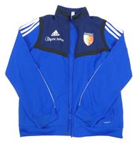 Safírovo-tmavomodrá šusťáková funkční bunda se znakem Adidas