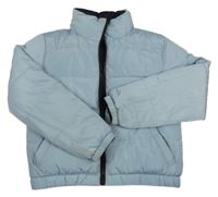 Světlemodrá šusťáková oboustranná zimní crop bunda New Look