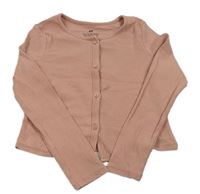Starorůžová žebrovaná propínací crop mikina H&M