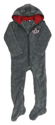 Šedá chlupatá kombinéza s Mickeym Disney