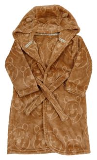 Béžový chlupatý župan s medvídkem Pú a kapucí George 