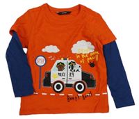 Červeno-tmavomodré triko s Policií a pejsky George